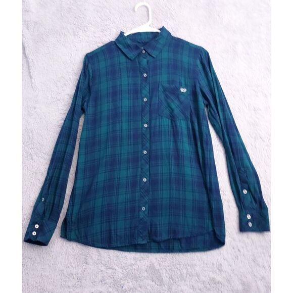 Vineyard Vines Shirt Womens sz 4 100% Rayon Performance Tartan Plaid Blue Green - Picture 4 of 10